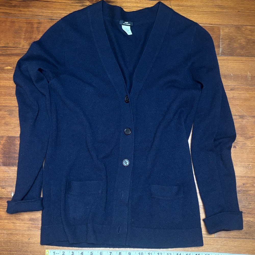 J. Crew Navy V-Neck Button Front Cardigan